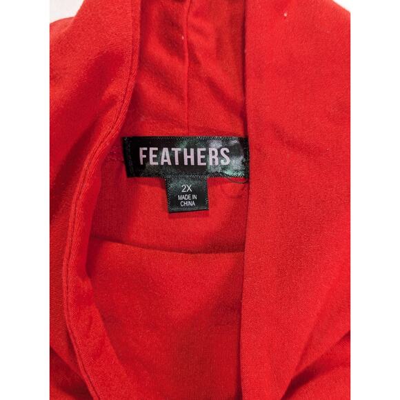 Feathers Size 2X Red Mockneck Keyhole Ruched Long Sleeve Blouse - Picture 6 of 11